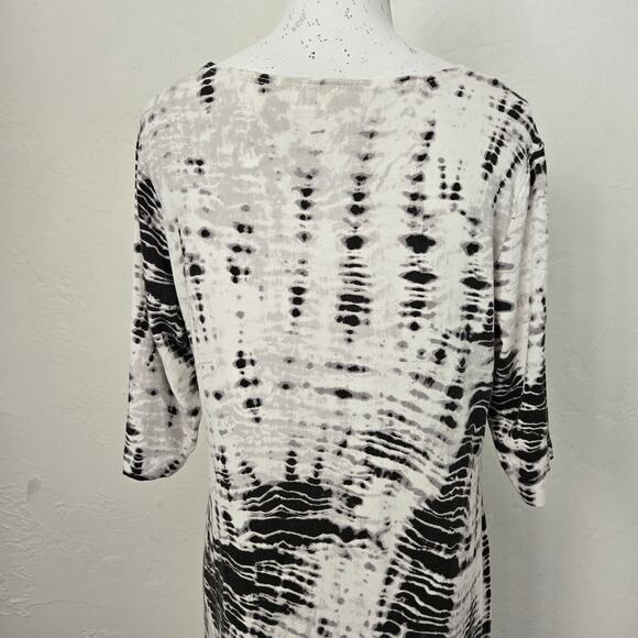 Bryn Walker Short Sleeve Asymmetric Hem Shift Dress, Tie Dye Pattern, Size Small - Picture 3 of 9